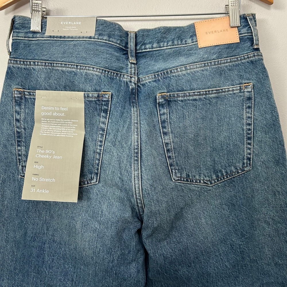 Everlane Jeans Womens 31 Vintage Mid Blue High Rise Straight Ankle 90s‎ Cheeky